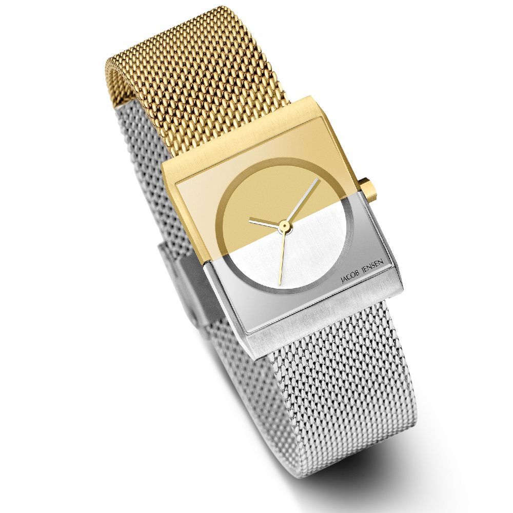stalen jacob jensen horloge in bicolor goud en zilver