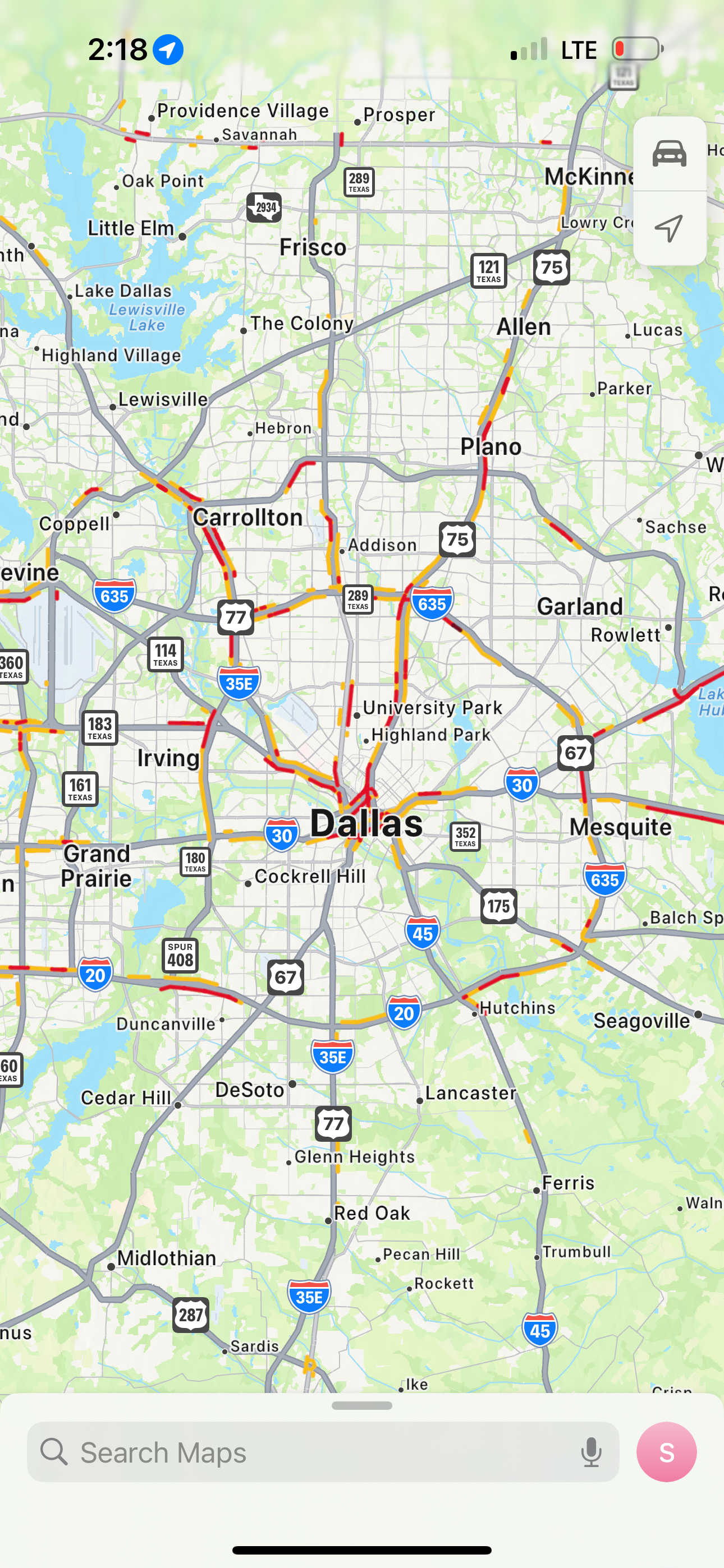 A map of the city of doing on a cell phone.