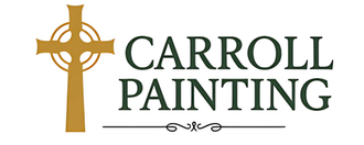Carroll Painting logo with gold cross and green text on a white background