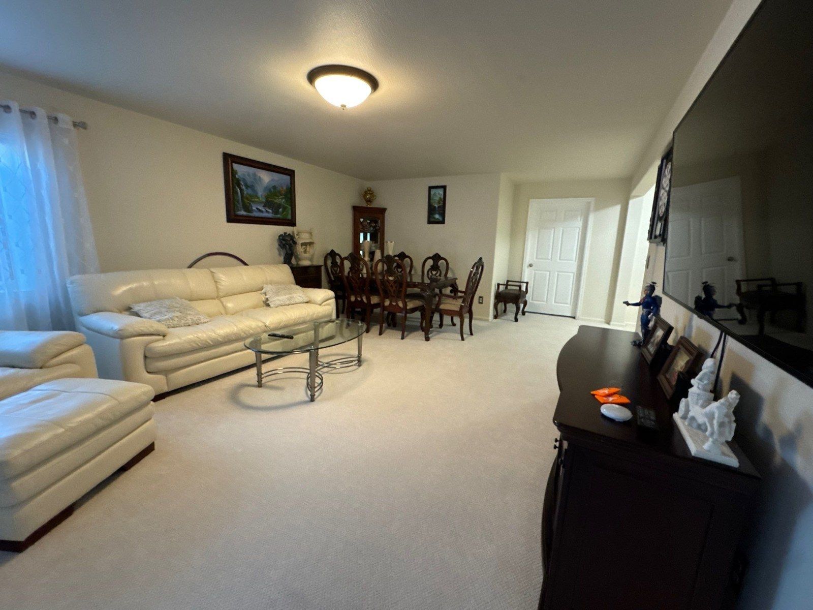 Furnished basement living area with walls, ceiling and white doors in the same Carroll estimate