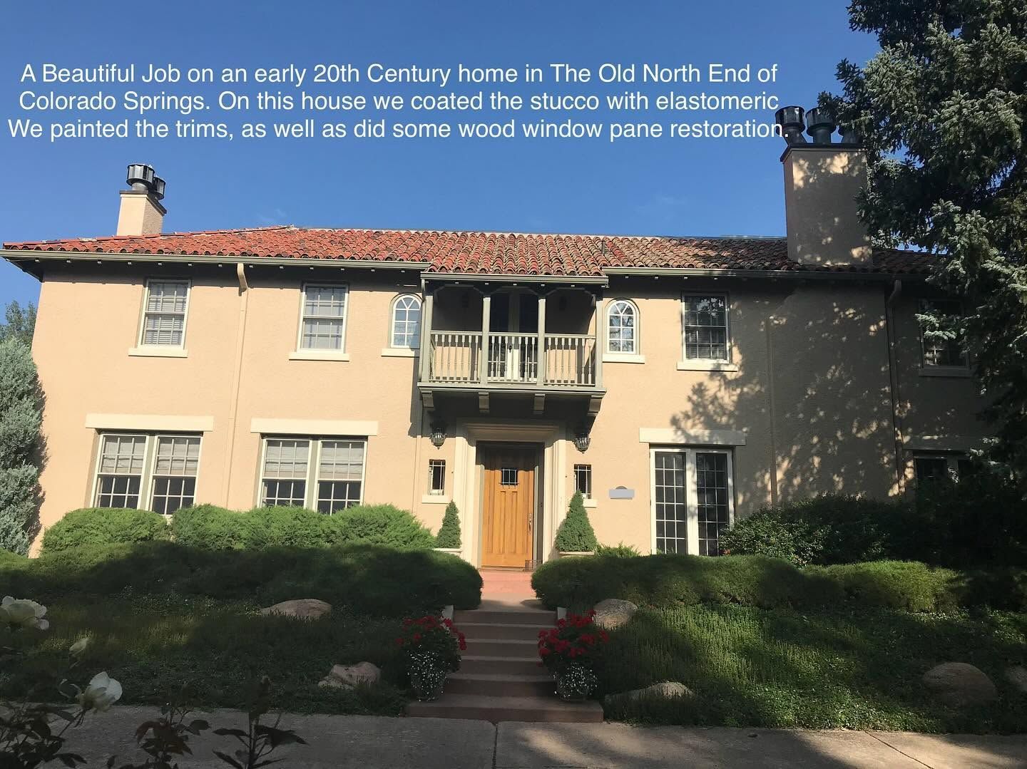 Carroll stucco, trim and wood window restoration on an Old North End home