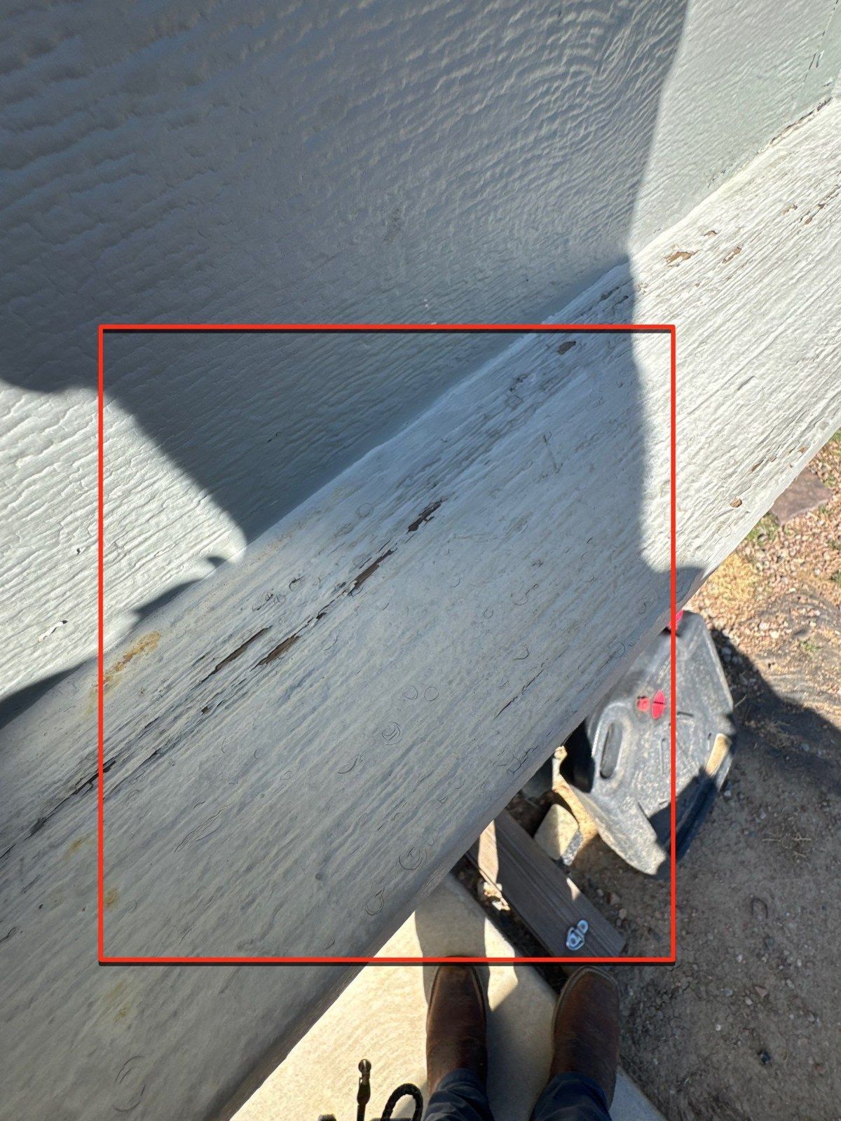 Annotated close-up of an existing painted exterior wood component in the Fountain estimate