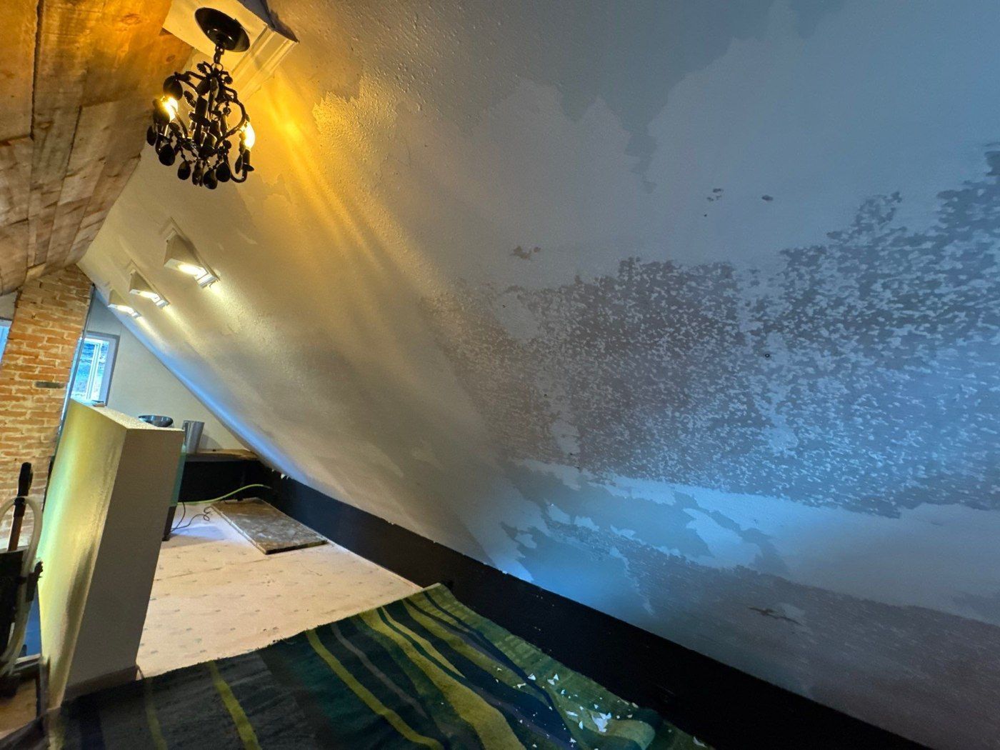 Ceiling and wall conditions photographed in a Manitou Springs interior painting estimate