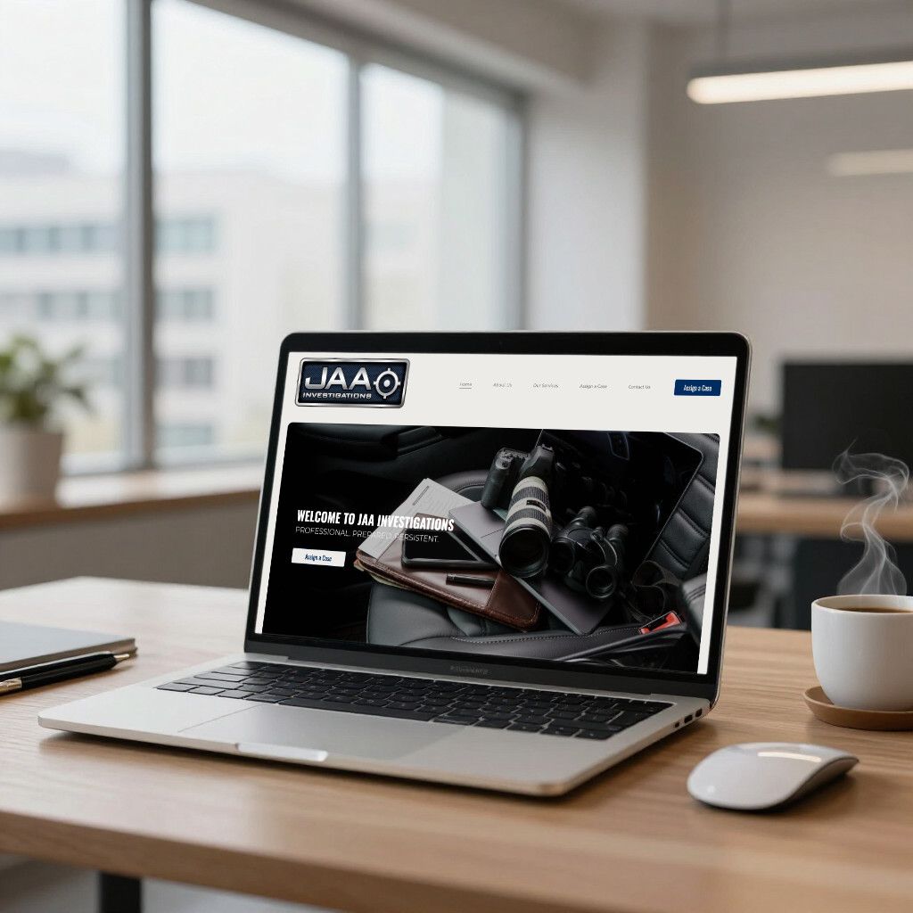 JAA Investigations website on a laptop in a Palos Park small business