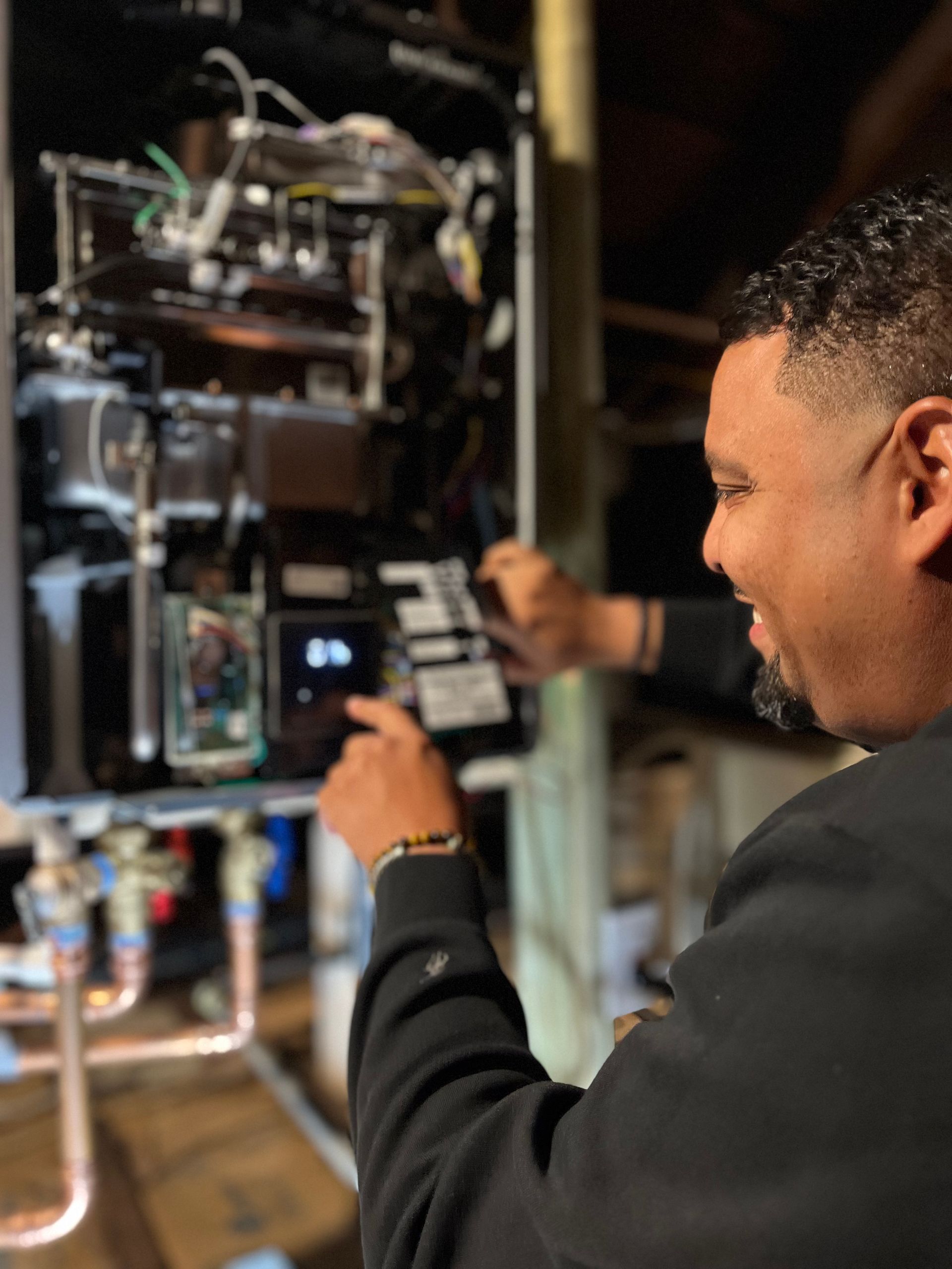 Rigo fixes pipes at a commercial plumbing job in New Orleans Louisiana