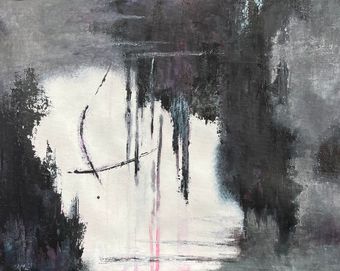 abstract painting by karen klucowicz about the greys in relationships