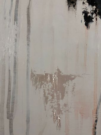 Detail photo of iradescent paint on canvas in progress at artbyk2