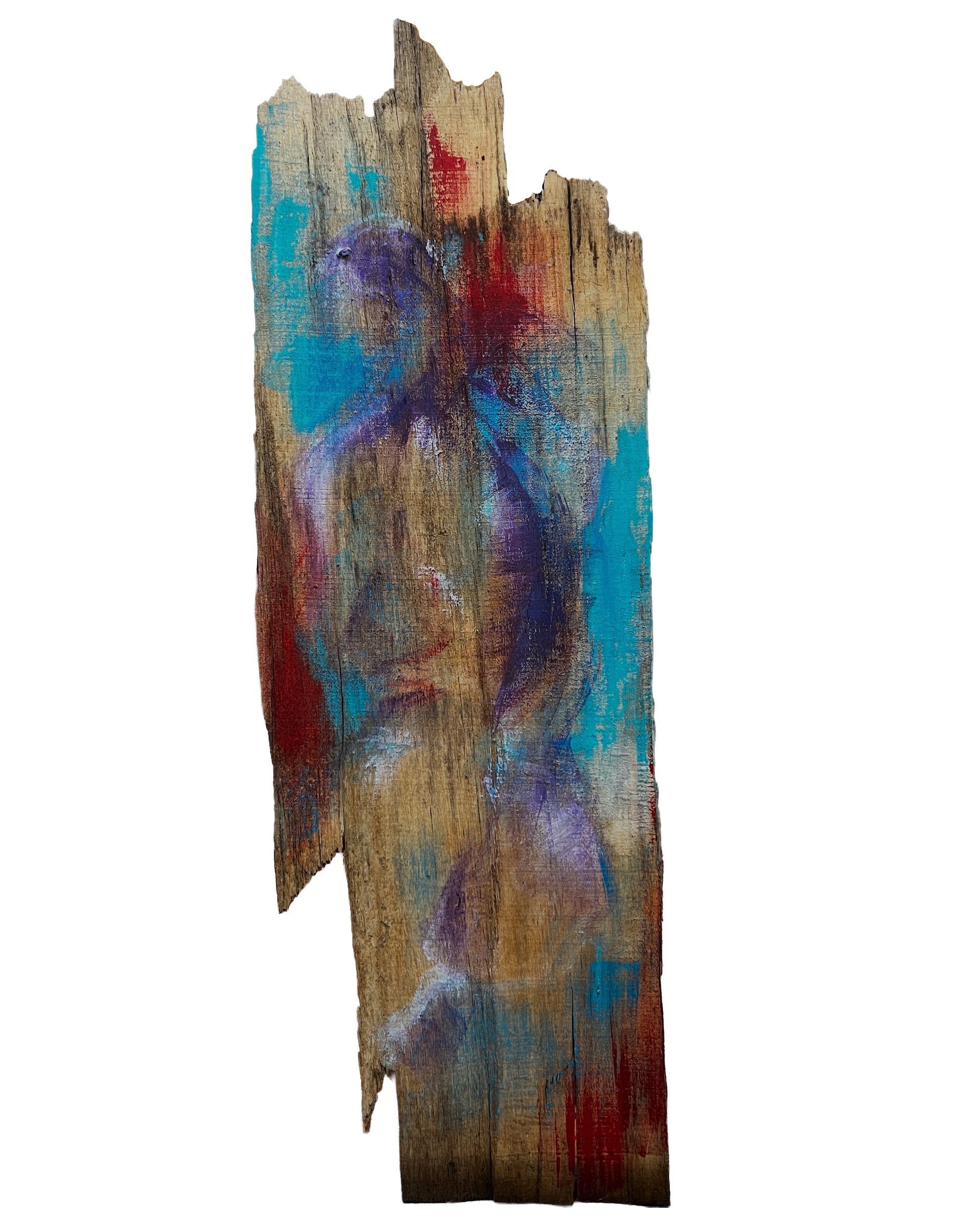 found wood, acrylic on wood, figurative, painting