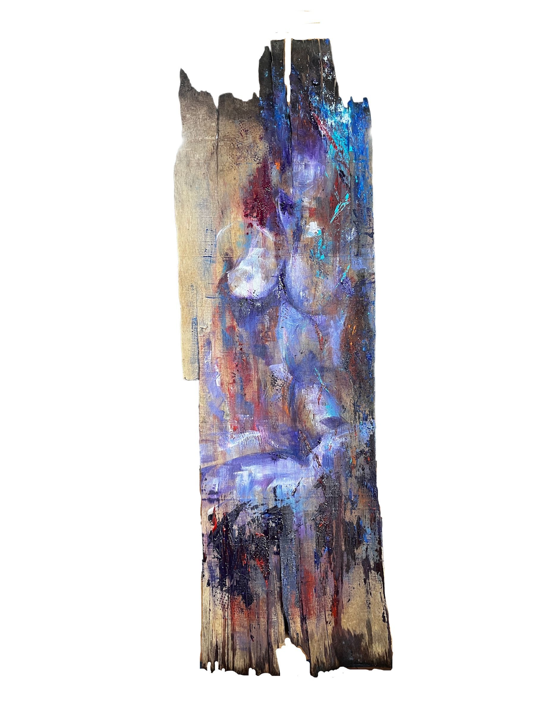 found wood, acrylic on wood, figurative, painting
