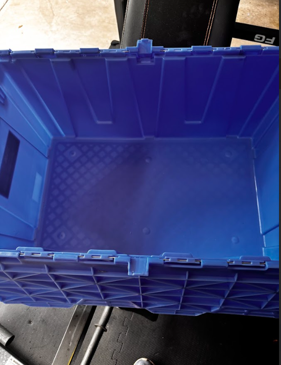 Clean reusable moving tote interior ready for packing