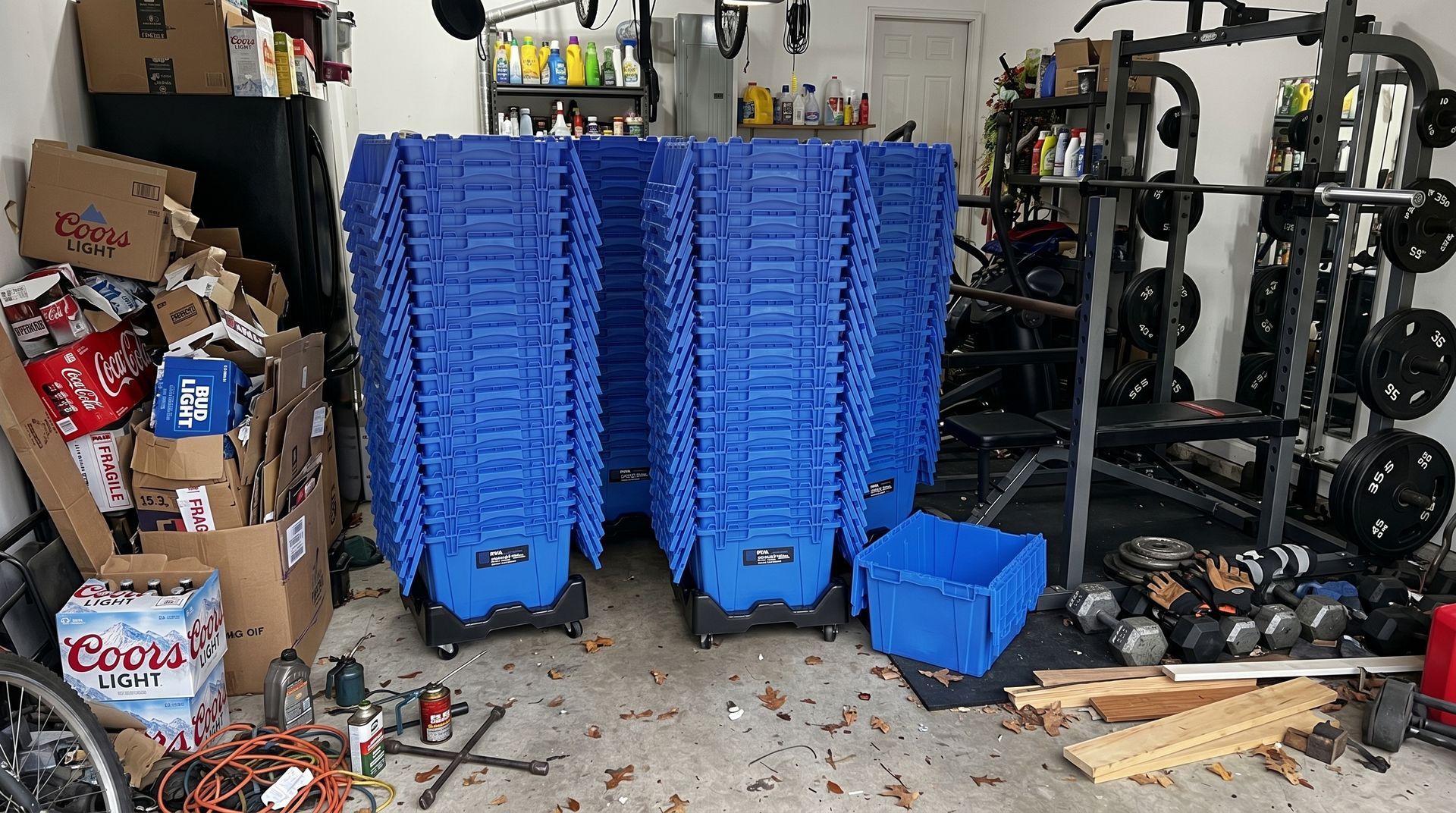 Open stacked RVATotes delivered and ready for packing