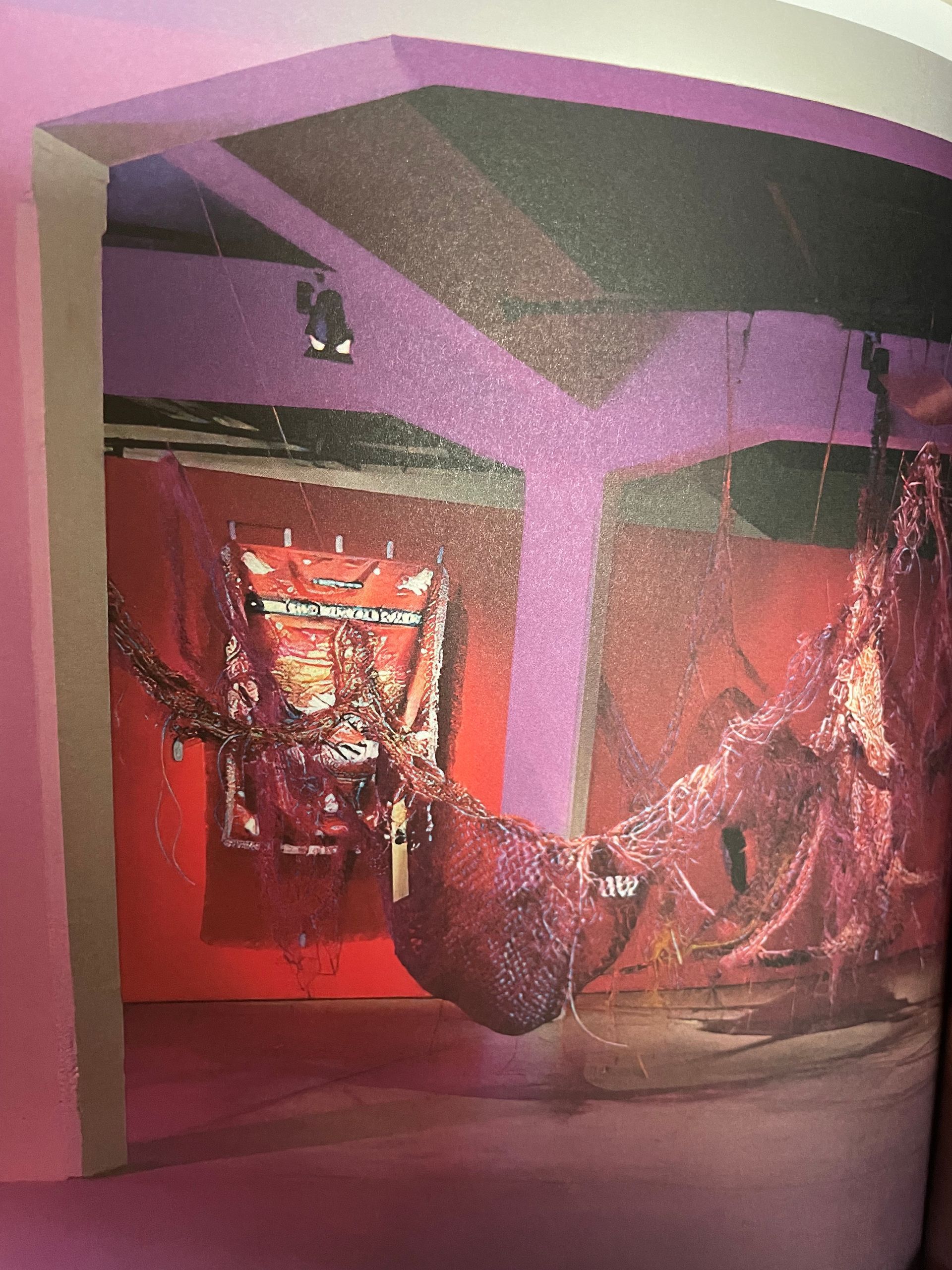 Installationsansicht Amazonian Flesh - How to hang in trees during strike?, knowbotiq, HEK Basel, 2019