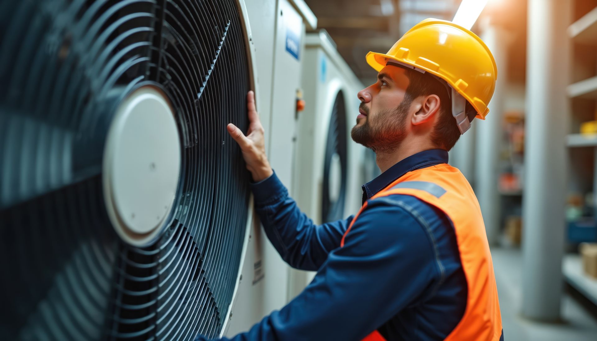 technician working on industrial hvac system
