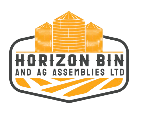 Logo for Horizon Bin and AG Assemblies Ltd with orange grain silos and black text