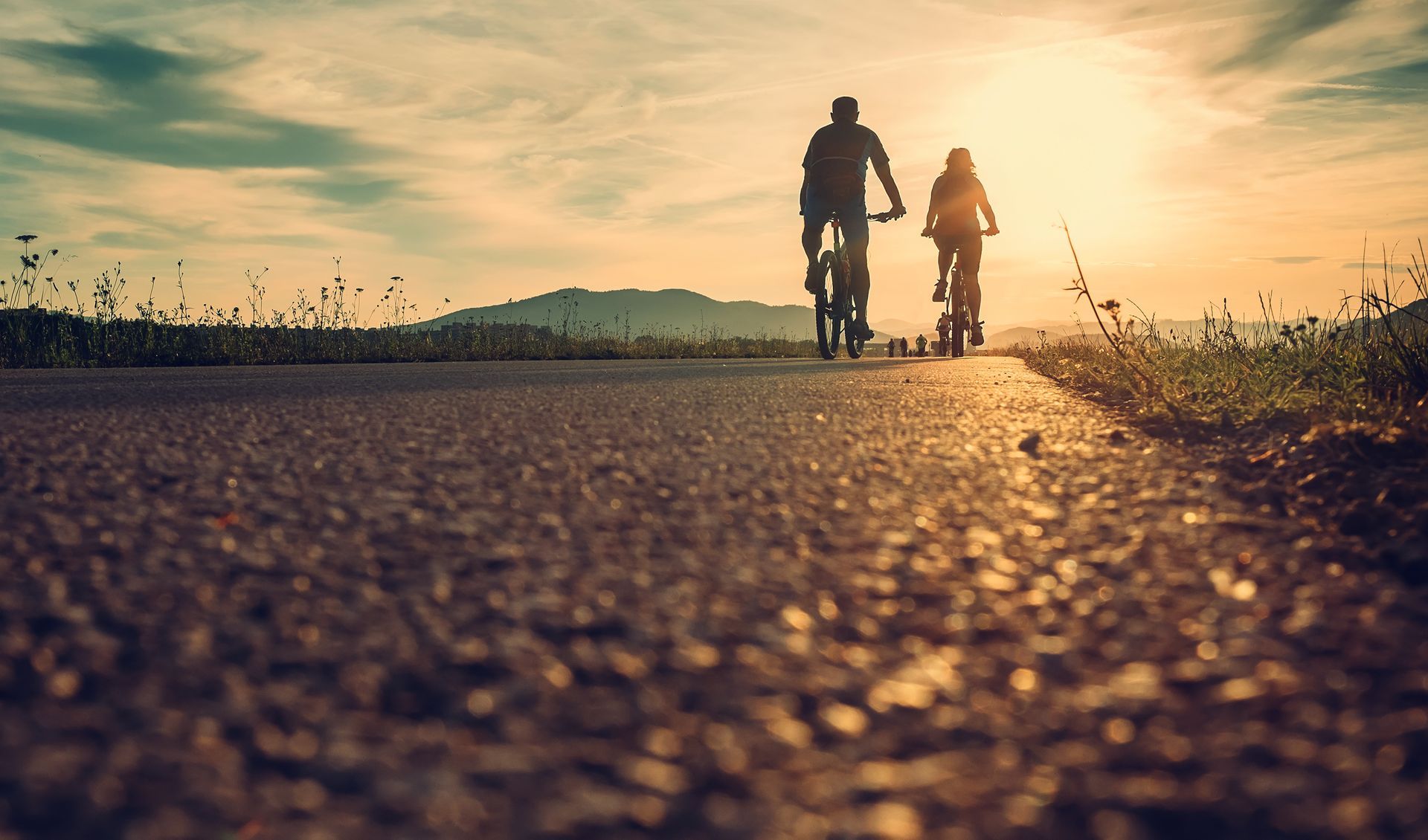 biking on a trail