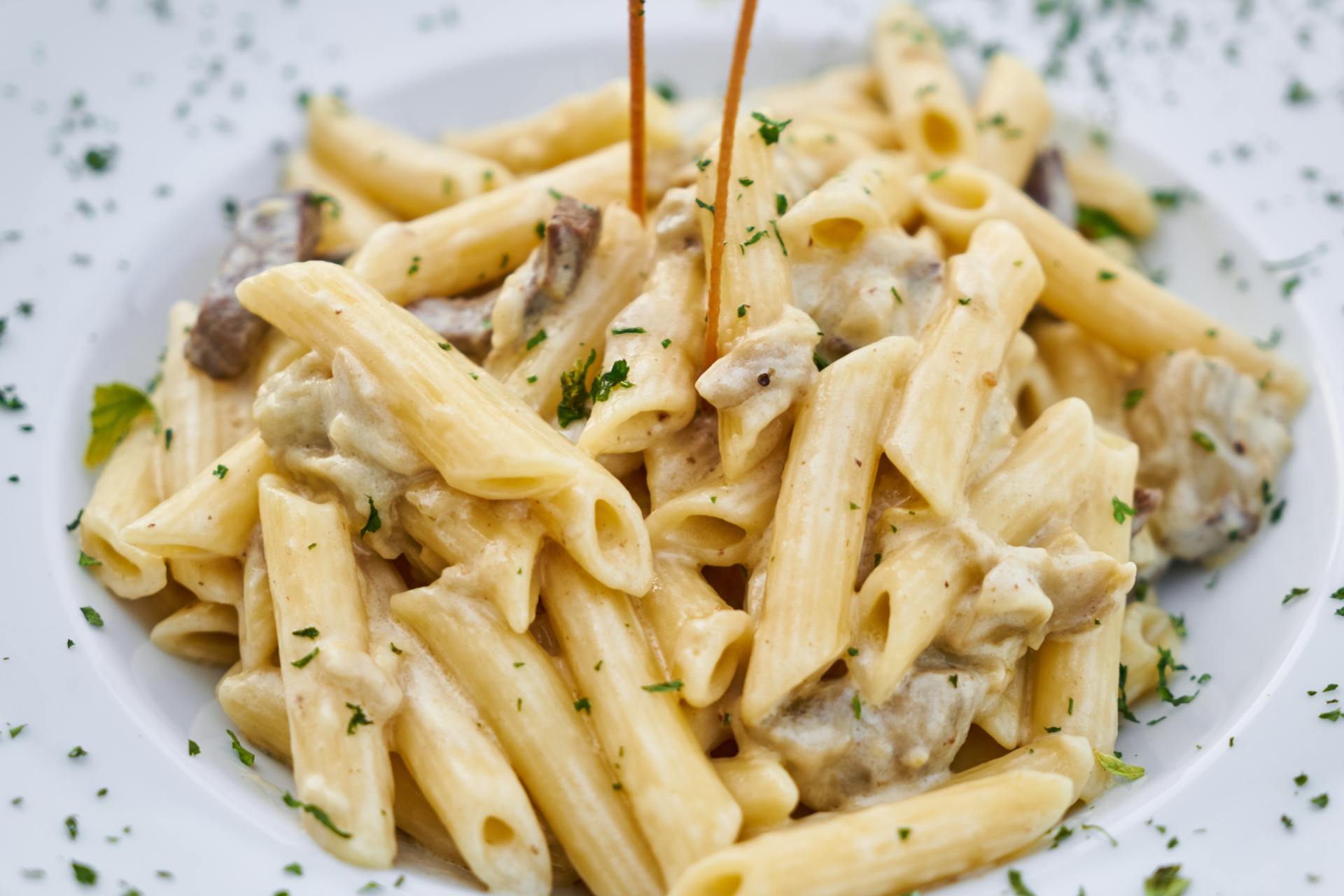 Mushroom & Artichoke Penne in Parsley Cream