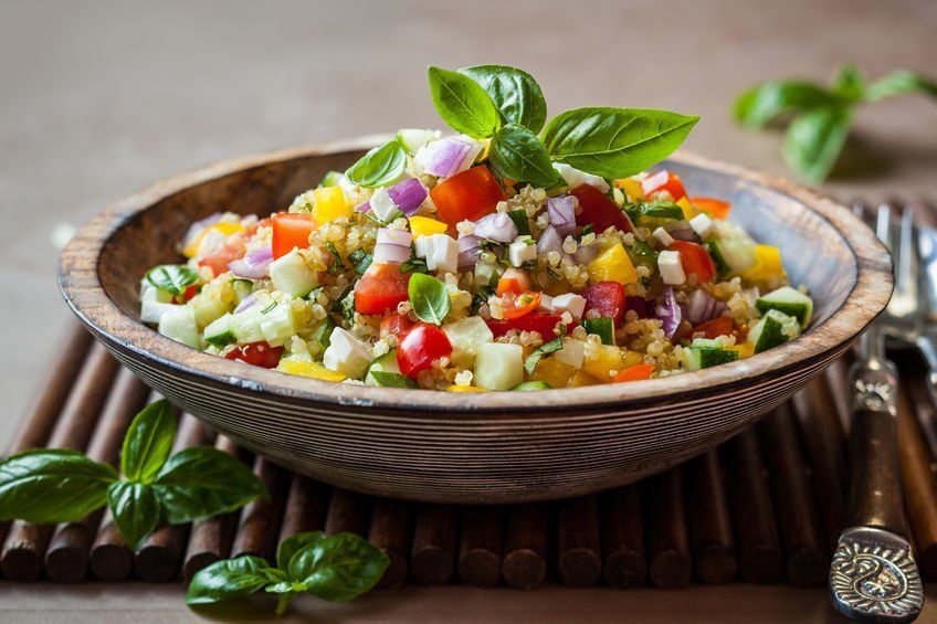 Quinoa w/ Cucumber, Tomato, Feta & Basil Dressing