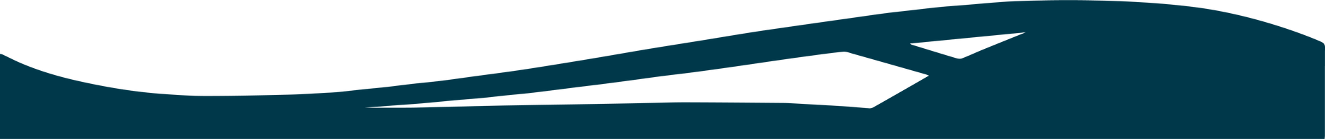 Abstract teal and white ribbon-like banner on a dark background