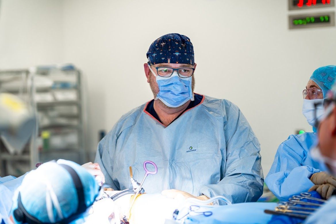 Dr Thomas Pitham in the operating room