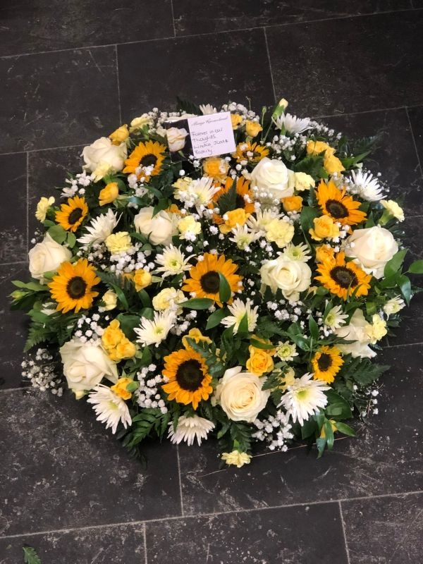 sunflower posy funeral flowers