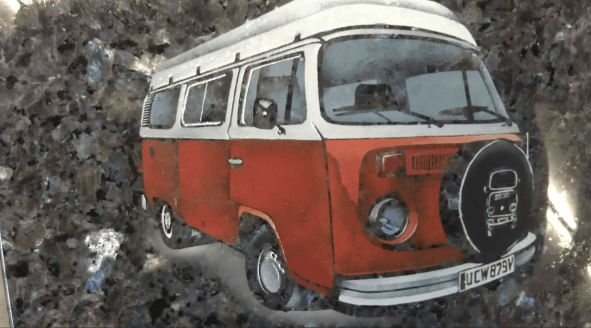 VW Campervan Engraved Headstone