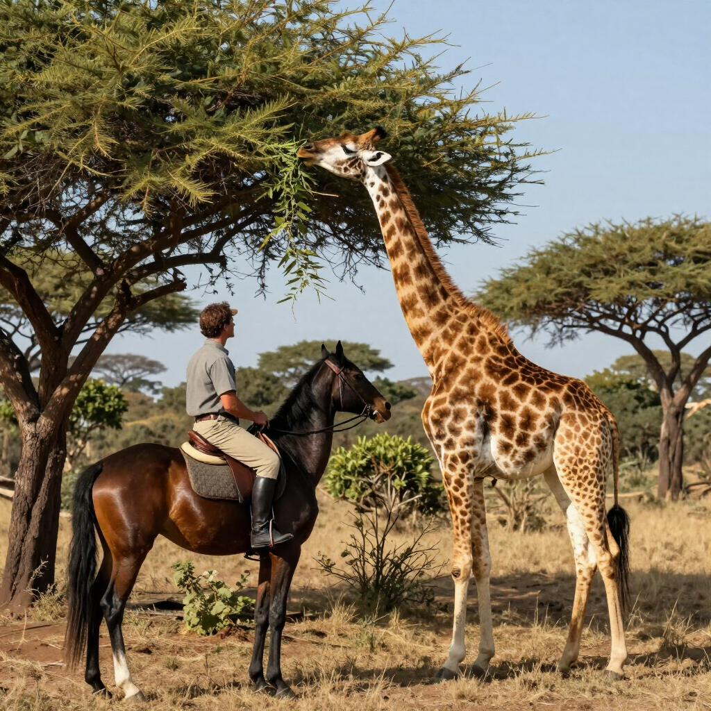 Viewing Giraffe from Horseback - Johannesburg