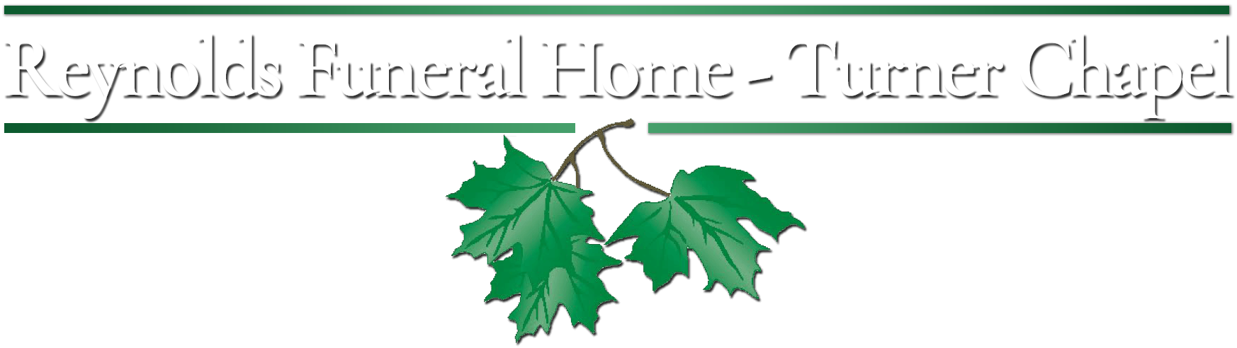 Cavill-Turner Funeral Home logo with green maple leaves on a white background