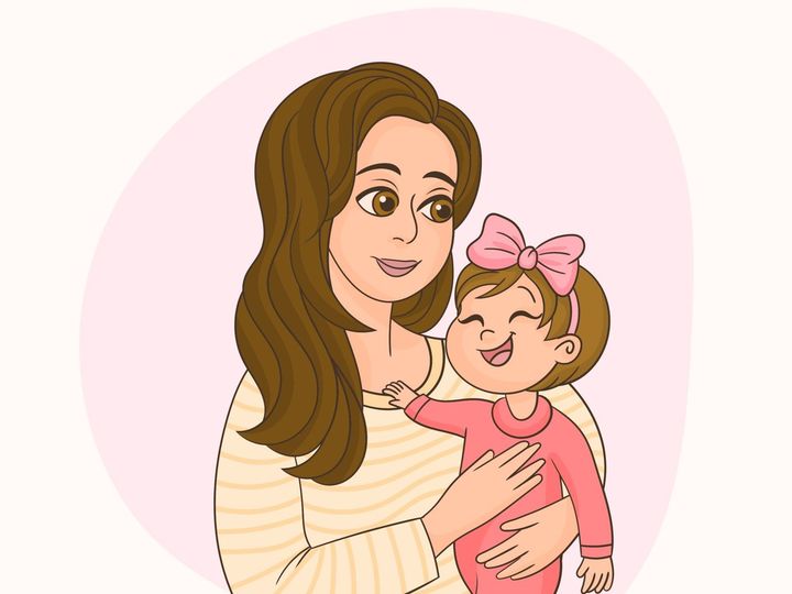 A woman is holding a baby girl in her arms.