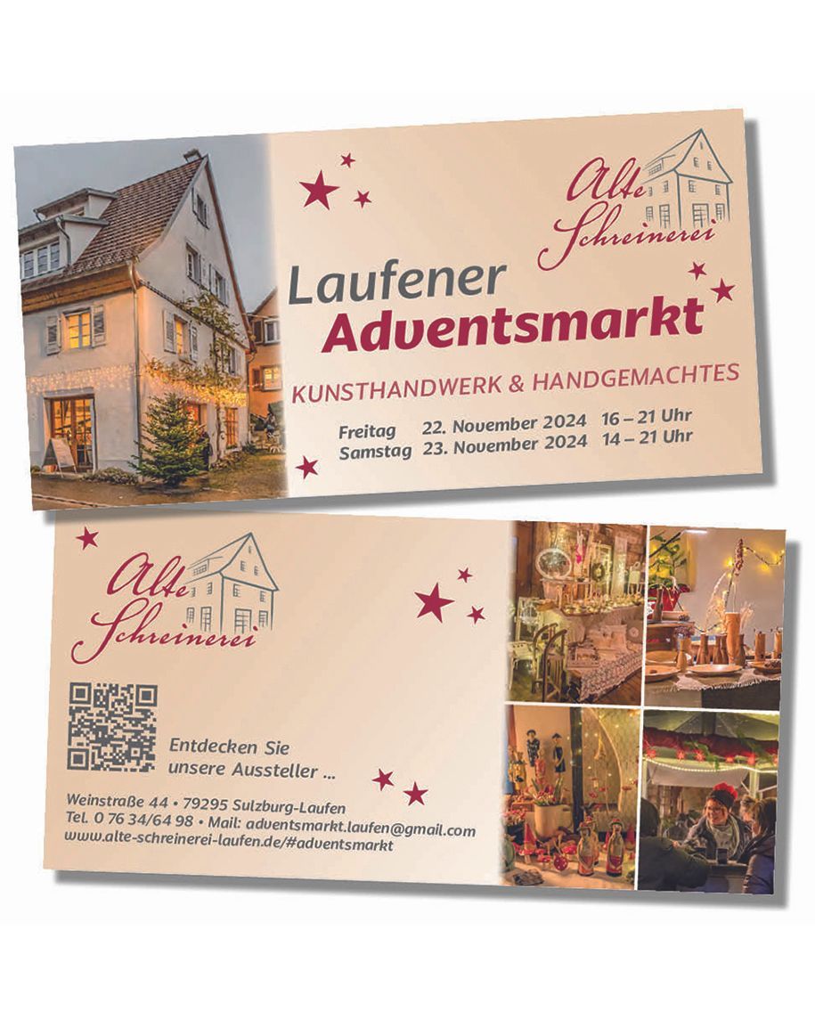 Plakate & Flyer für den Adventsmarkt in Laufen gestaltet