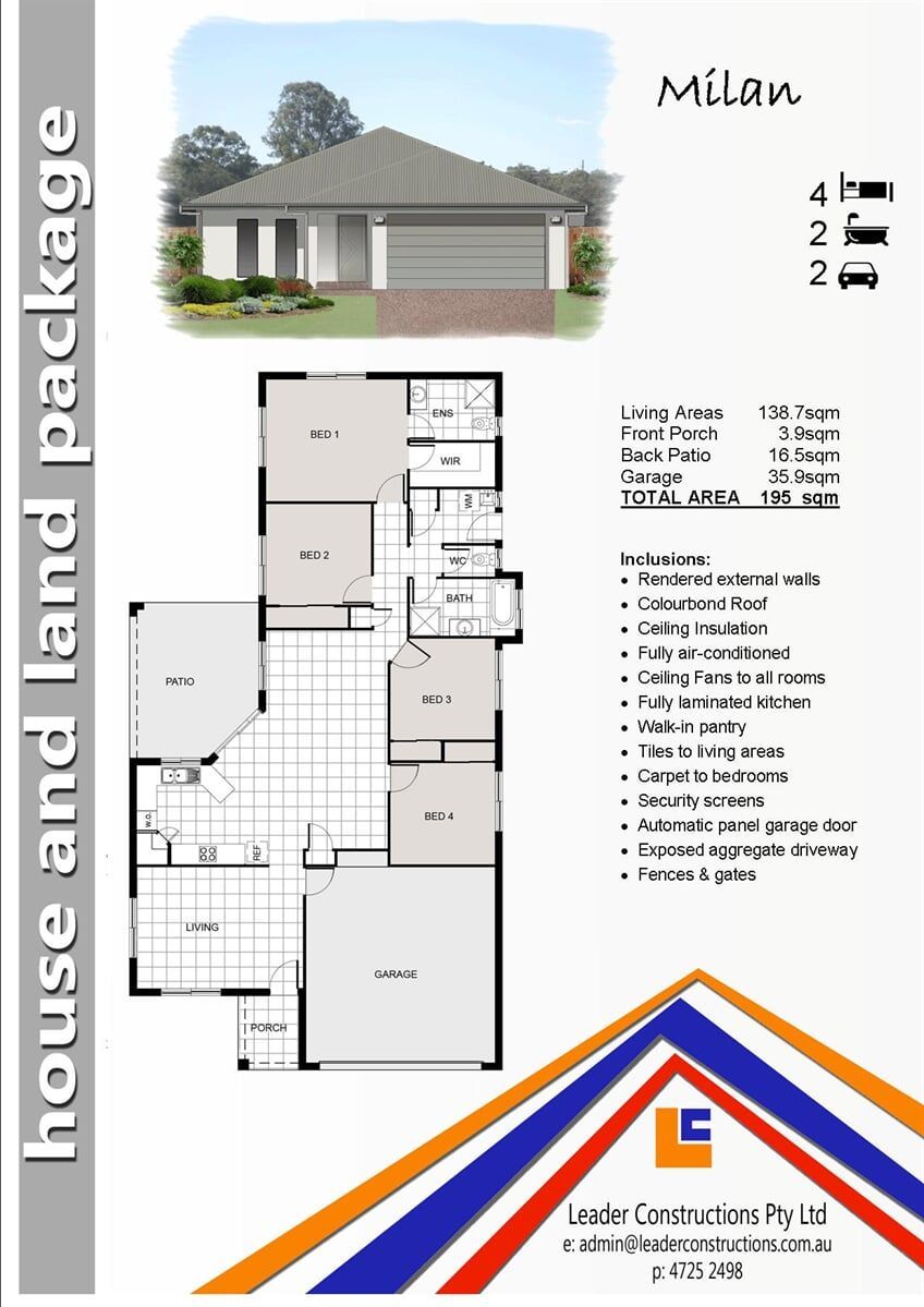 Milan Floor Plan House and Land Package — Leader Constructions in Cranbrook, QLD