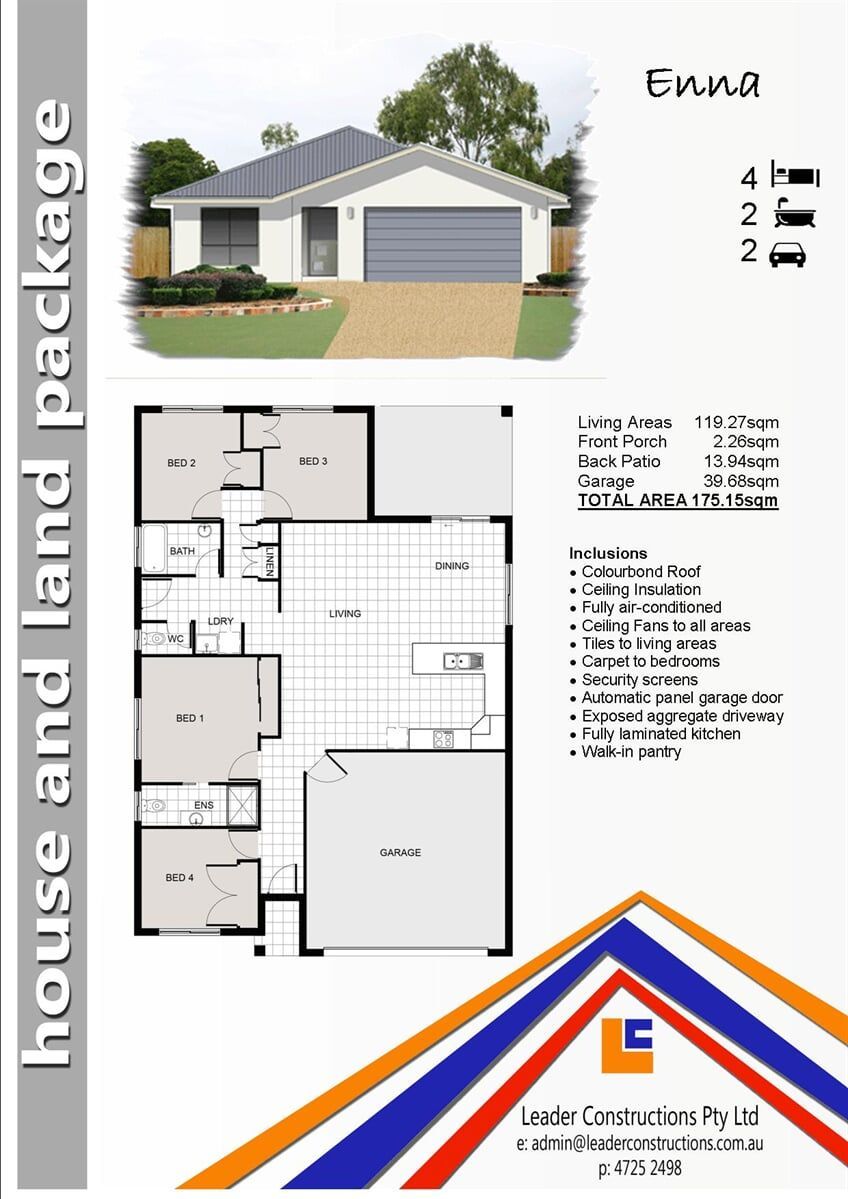 Enna Floor Plan House and Land Package — Leader Constructions in Cranbrook, QLD