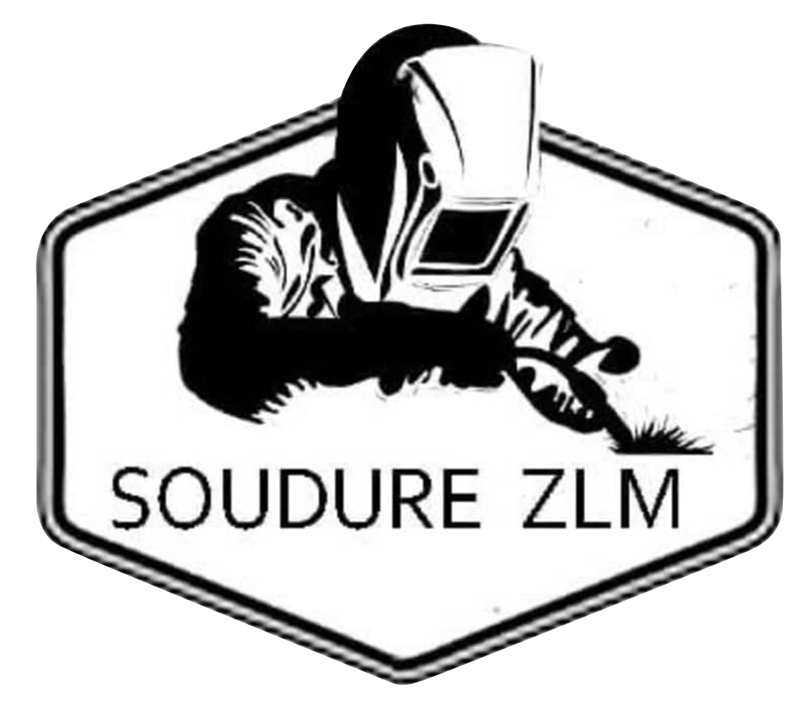 Soudeur portant un équipement de protection, en train de souder à l'intérieur d'un cadre hexagonal. Texte : SOUDURE ZLM.