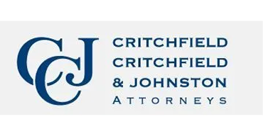 Logo for Critchfield Critchfield & Johnston Attorneys in blue text on a white background