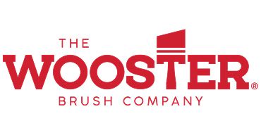 The Wooster Brush Company logo in red text with a stylized brush mark above the wordmark