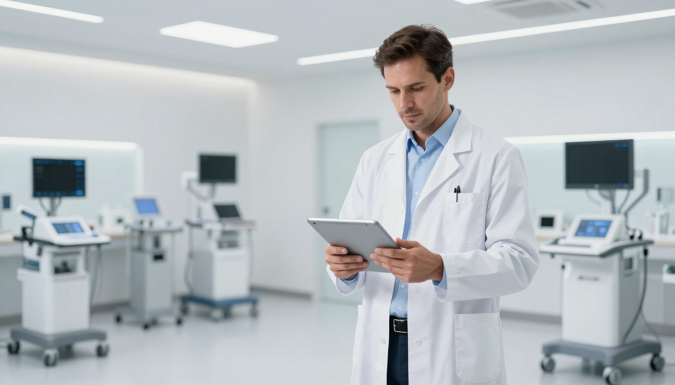 Médico utilizando tecnologia digital