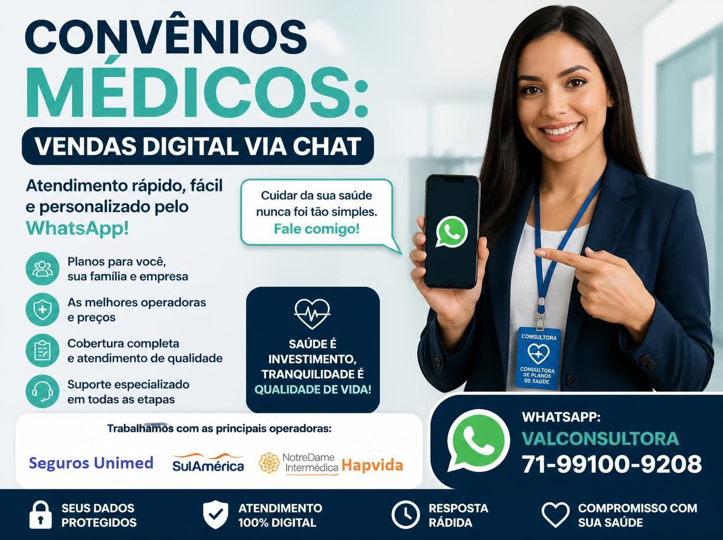 ValCorretora Vendas Digital: Contratação via Telefone 71-99986-9102, E-mail, Chat WhatsApp, sulamerica, sulamerica saude, plano de saude sulamerica, plano de saude
