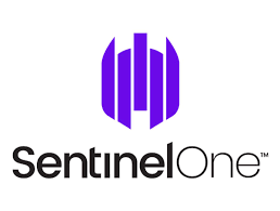 The sentinelone logo is purple and black on a white background.