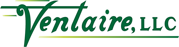 A green and white logo for ventaire llc