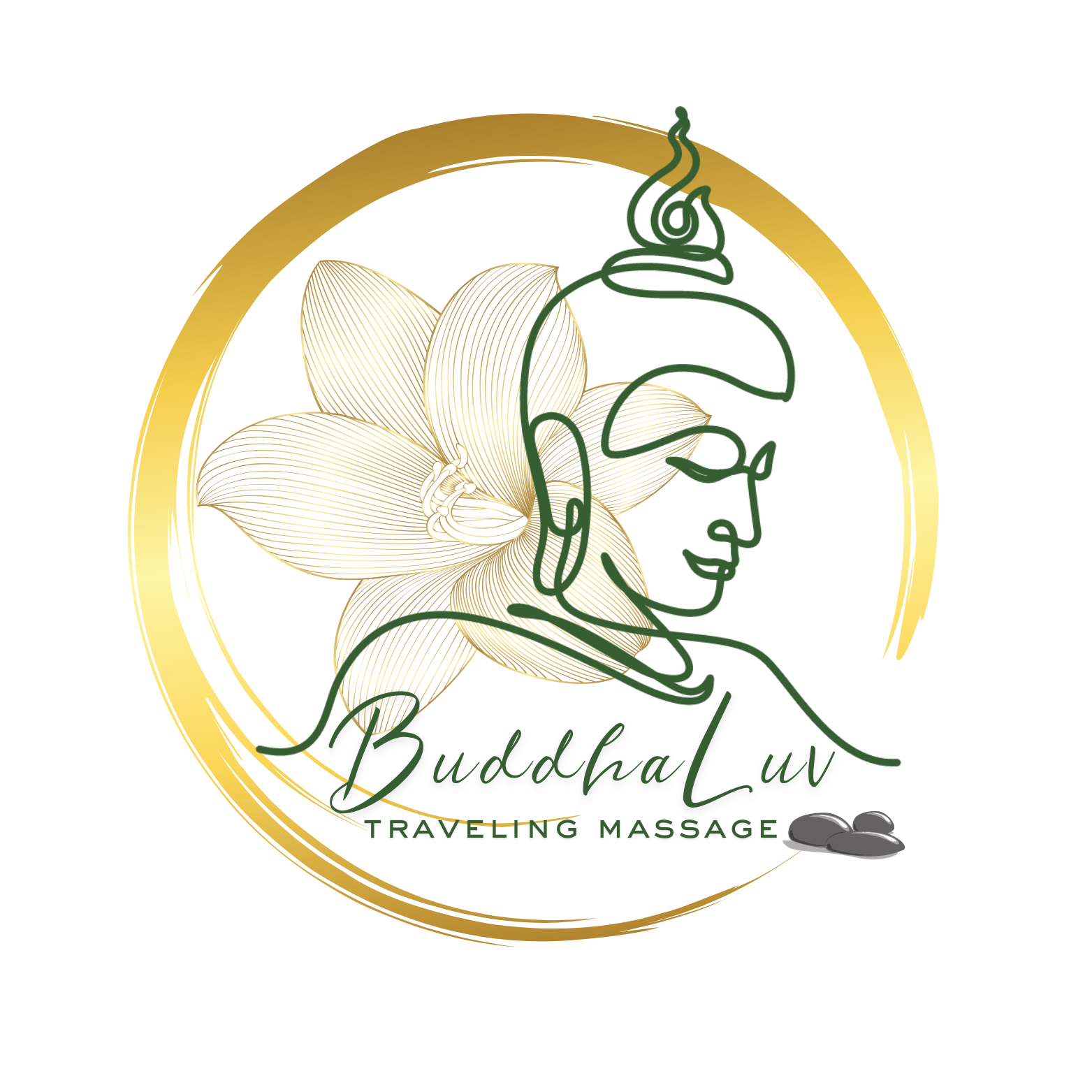 It is a logo for a traveling massage company.