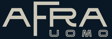 Logo AFRA UOMO in beige su sfondo blu scuro