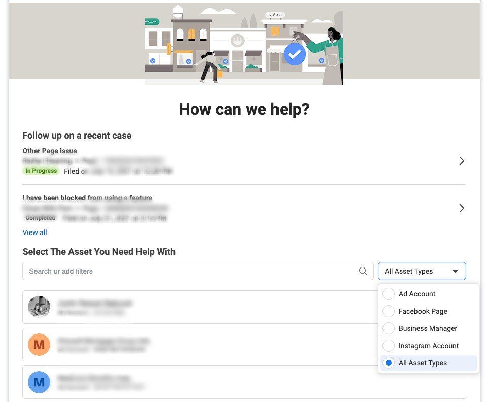 A screenshot of a website asking how can we help.