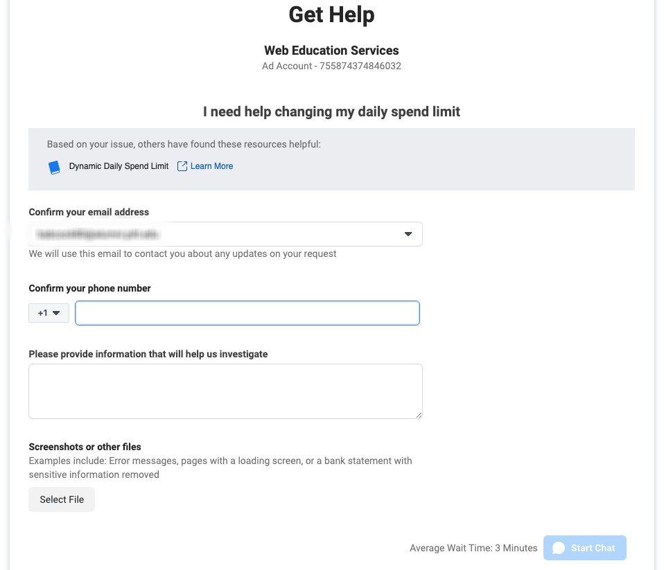 A screenshot of a get help page for web education services