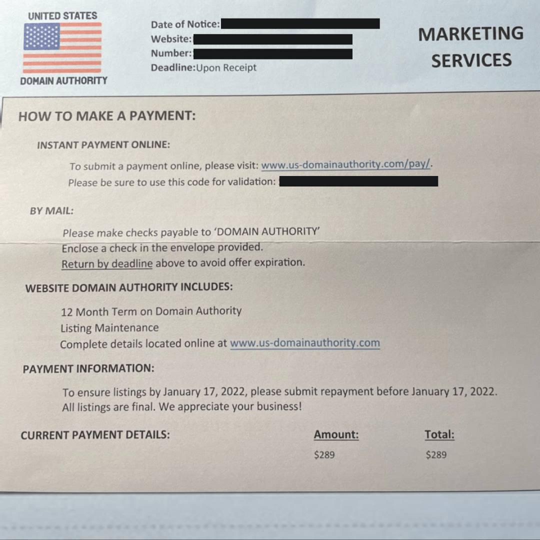 A paper that says marketing services on it
