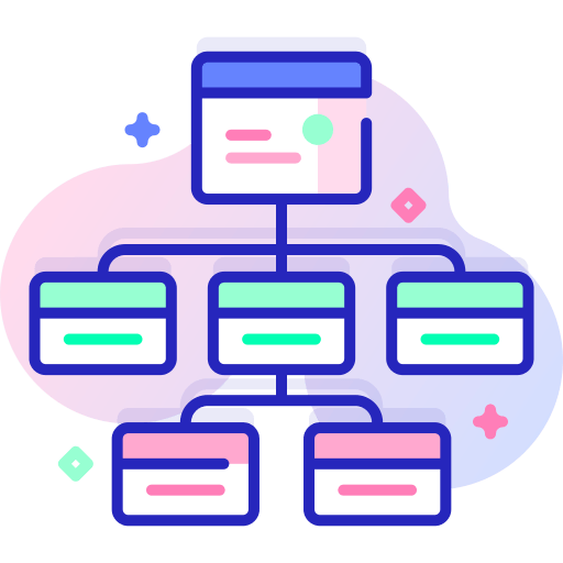 A line drawing of a flow chart with a bunch of boxes connected to each other.
