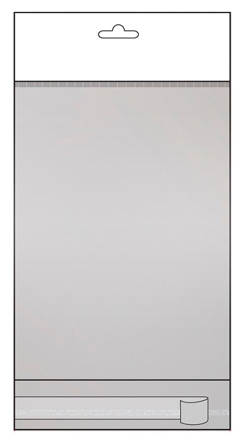 Embalaje de producto de plástico transparente con orificio para colgar.