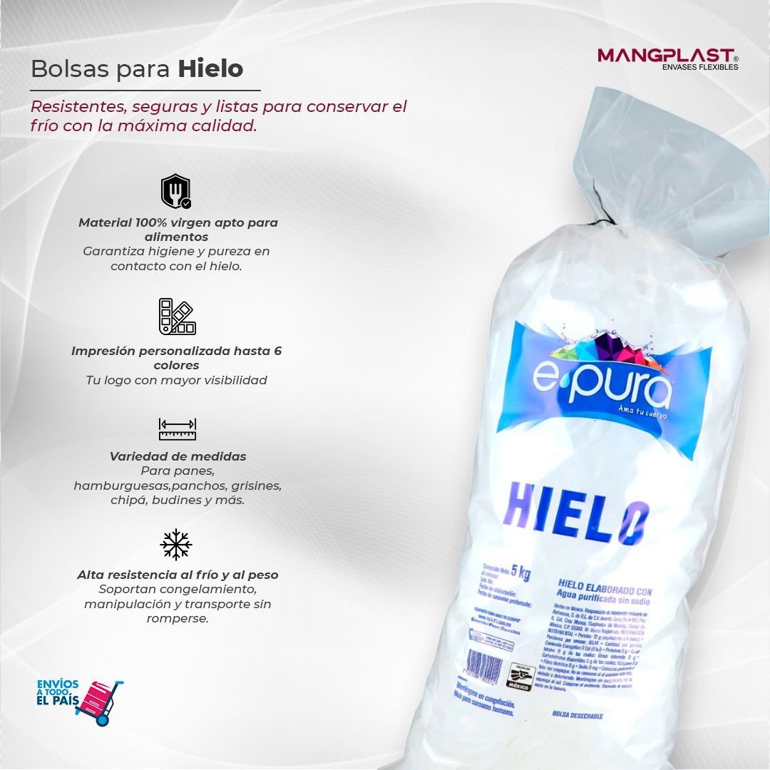 Bolsa de hielo transparente de la marca