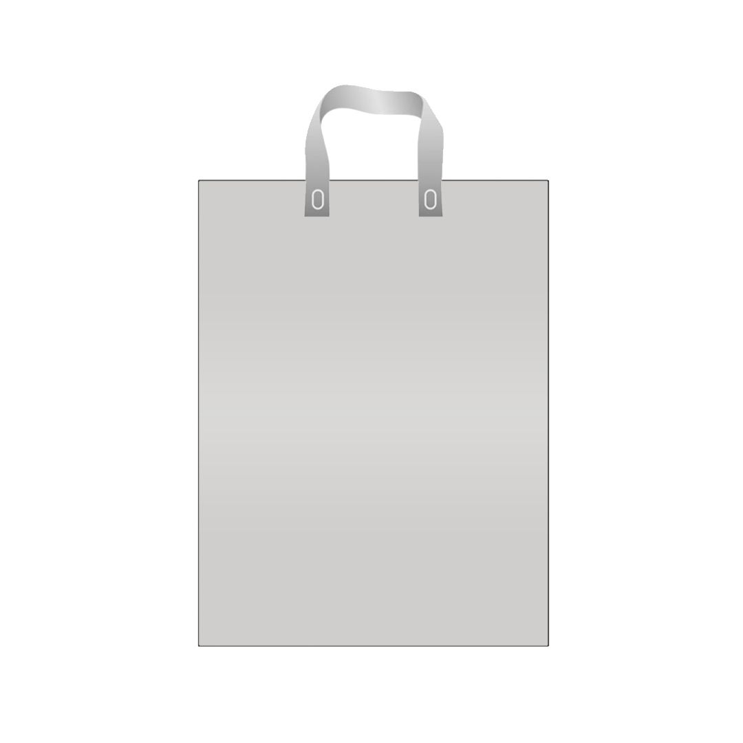 Bolsa de compra rectangular de color gris con asa.