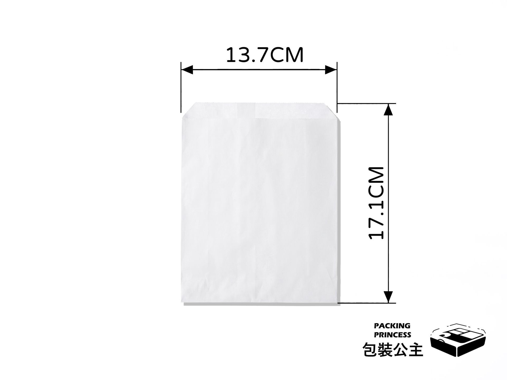 四兩防油紙袋 | 空白無印刷平口袋 防油防水 小型紙袋,單品正面展示,適合作為炸物與小吃外帶包裝。