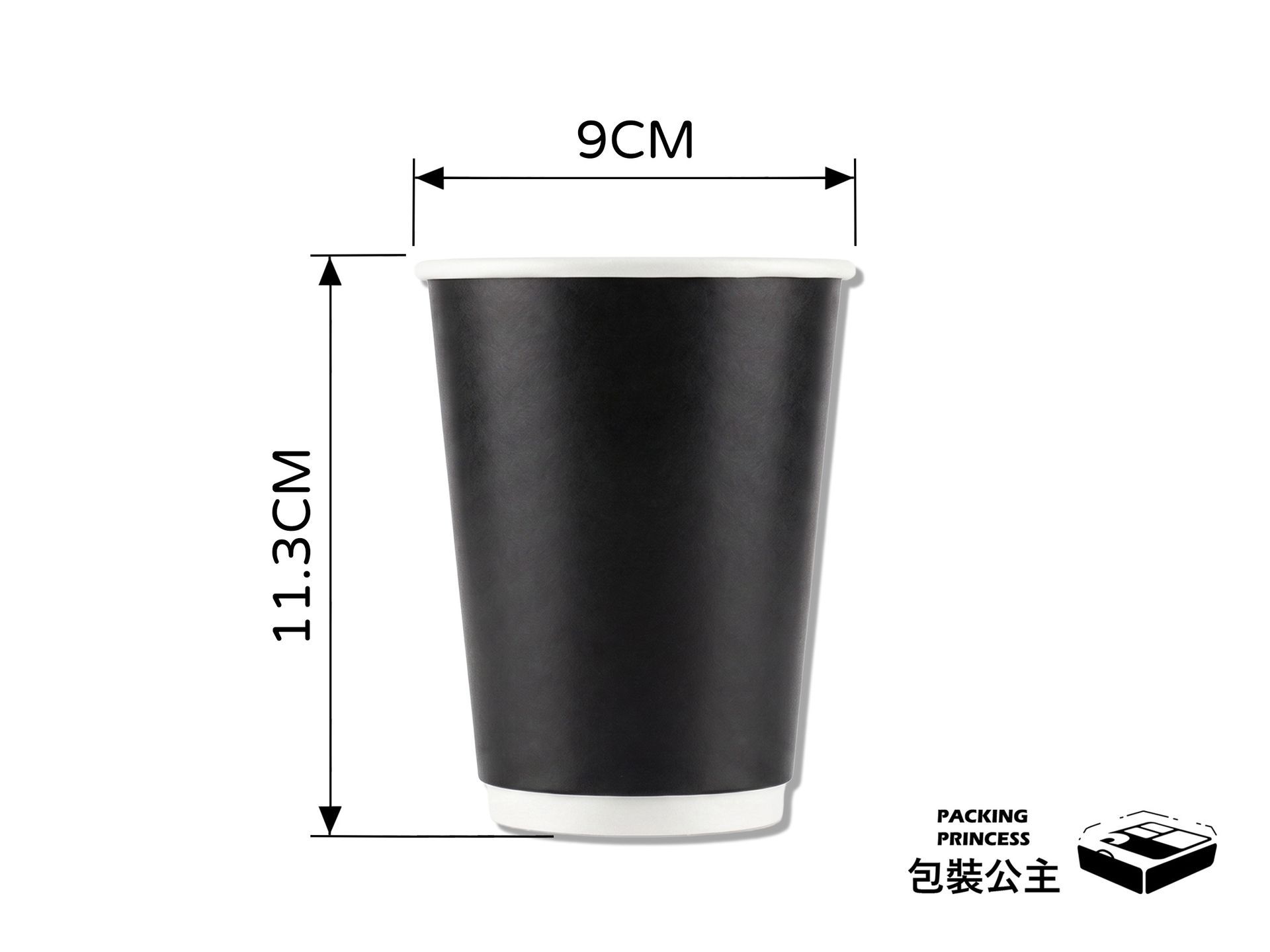 12盎司黑色單層冷熱共用紙杯 (12oz)，經典純黑極簡風格免洗外帶杯，適合早午餐店、外帶咖啡廳盛裝各式冷熱飲品。