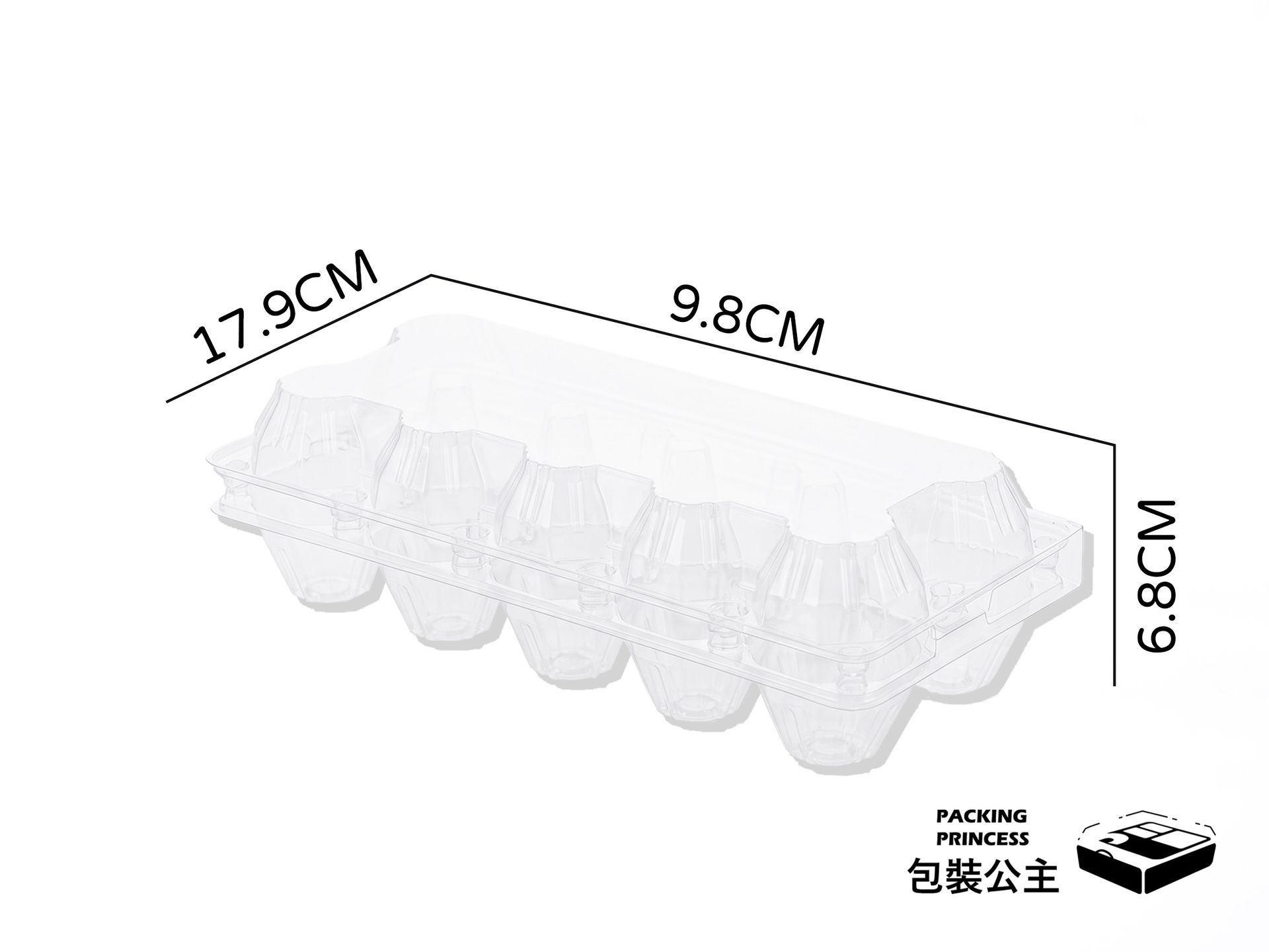 EG-10 | 自扣蛋盒 10顆裝 PET環保材質 透明蛋盒,單品透明開啟展示,提供生鮮雞蛋外帶與包裝容器選擇。